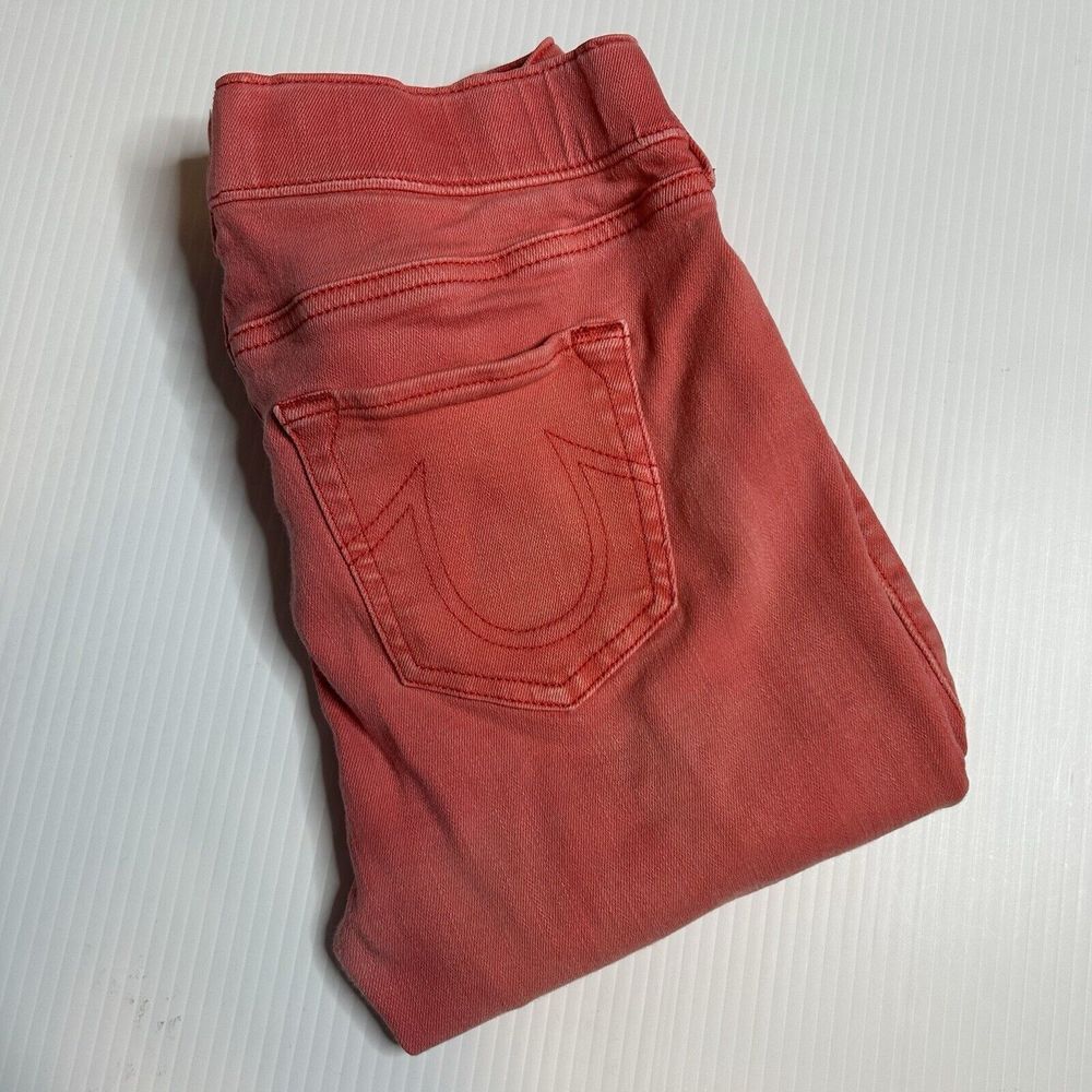 True Religion Women's Small Pink Skinny Jeans Stretch‎ Mid Rise Distressed Pants